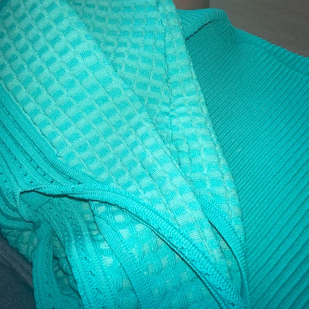 VENUS Teal Ribbed Mini Dress - Picture 2 of 2